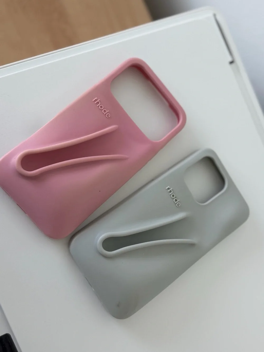RHODE Silicone Phone Case - Pink and Light Gray